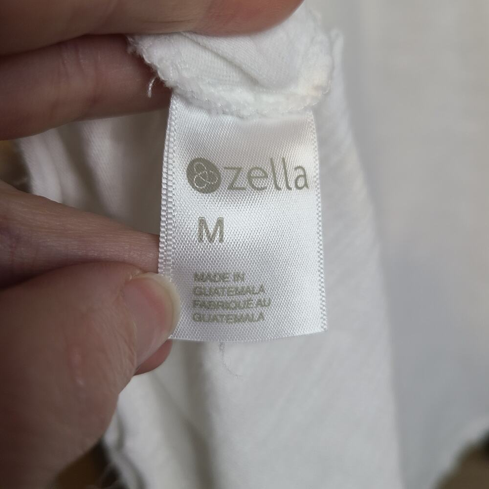 Zella Shirt Women Medium White Cotton Active Athleisure Long Sleeve Layer Basic - Picture 6 of 11